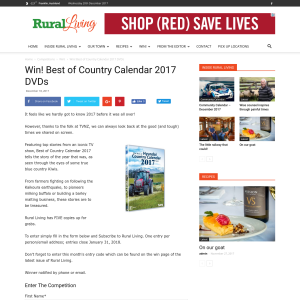 Win Best of Country Calendar 2017 DVDs