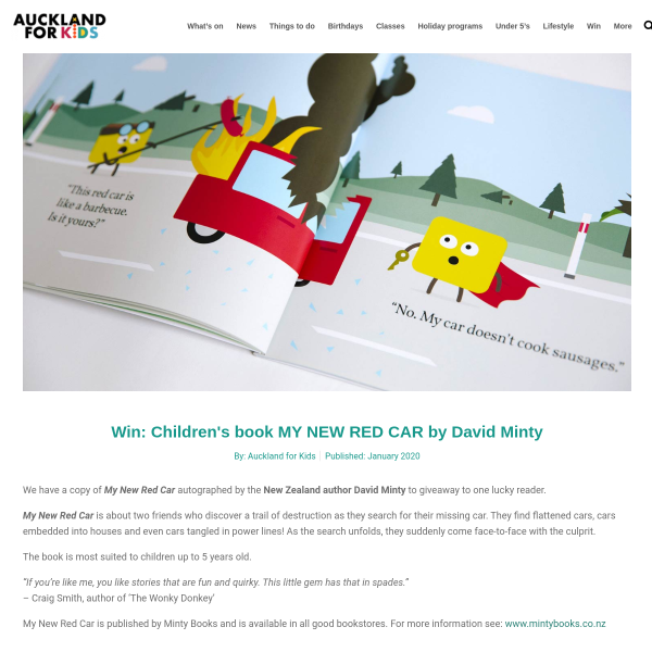 Win Children’s book My New Red Car by David Minty