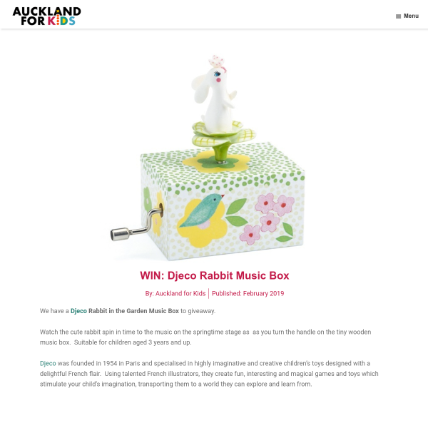 Win Djeco Rabbit Music Box