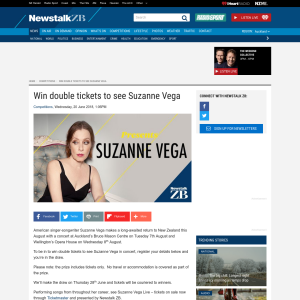 Win double tickets to see Suzanne Vega