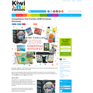 Win Kiwi Families 2018 Christmas Prize Packs