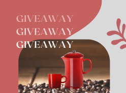 Win Le Creuset Cafetiere Coffee Press and two Espresso Mugs