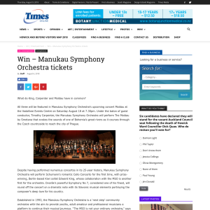 Win Manukau Symphony Orchestra tickets