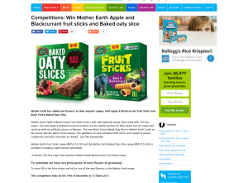 Win Mother Earth Apple and Blackcurrant fruit sticks and Baked oaty slice