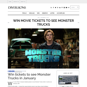 Win movie tickets to see Monster Trucks