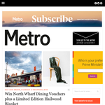 Win North Wharf Dining Vouchers plus a Limited Edition Hailwood Blanket - Metro