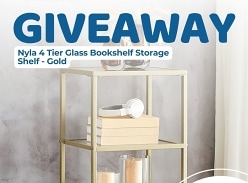 Win Nyla 4-Tier Glass Bookshelf in Gold