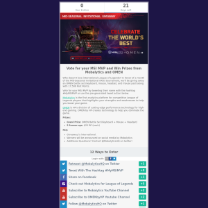 Win OMEN Battle Set or 1 of 5 $25 RP