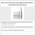 Win one of 4 Frownies Anti-Aging Facial Patches + Rose Water Hydrator Spray - Frownies Competition