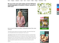 Win one of 8 copies of Joan Withers' autobiography A Woman's Place