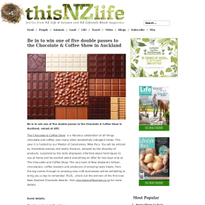 Win one of five double passes to the Chocolate & Coffee Show in Auckland