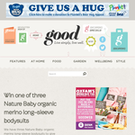 Win one of three Nature Baby organic merino long-sleeve bodysuits