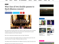 Win! One of two double passes to Bach Musica concert