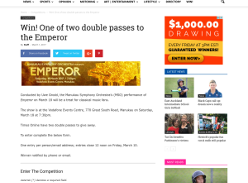Win One of two double passes to the Emperor
