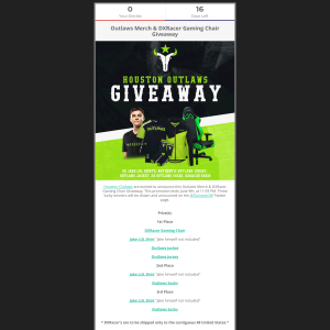 Win Outlaws Merch & DXRacer Gaming Chair
