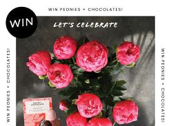 Win Peonies and House of a Chocolate Mixed Selection Box