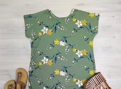 Win sage and mustard floral print NOOZ Slouchy T-shirt Dresses