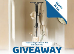 Win a Sleek Freestanding Coat Rack with Umbrella Holder