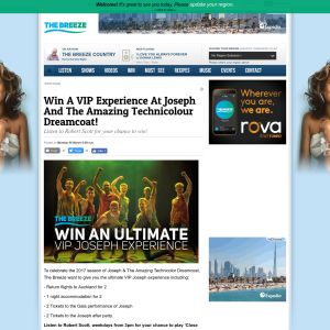 Win the ultimate VIP Joseph experience - The B/reeze NZ