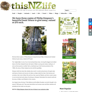 Win three copies of Philip Simpson?s beautiful book Totara to give away