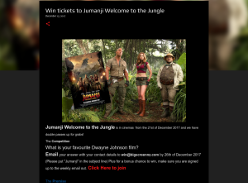 Win tickets to Jumanji Welcome to the Jungle