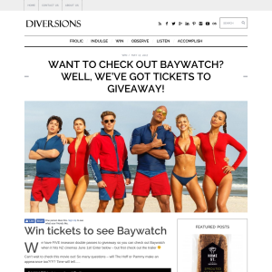 Win tickets to see Baywatch