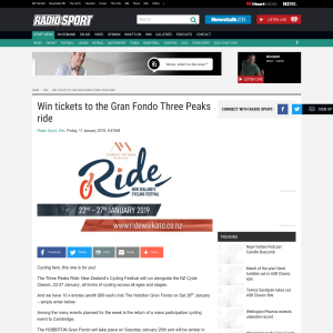 Win tickets to the Gran Fondo Three Peaks ride