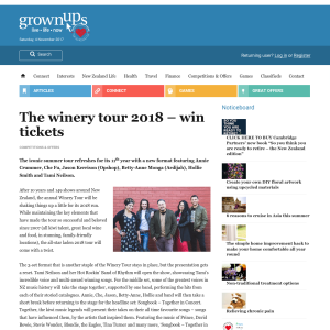 Win tickets to the winery tour 2018