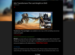 Win Transformers The Last Knight on DVD
