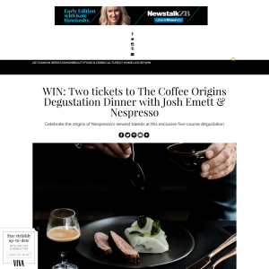 Win Two tickets to The Coffee Origins Degustation Dinner with Josh Emett & Nespresso