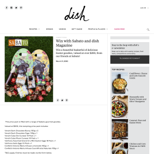 Win with Sabato and dish Magazine