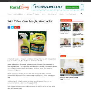 Win Yates Zero Tough prize packs