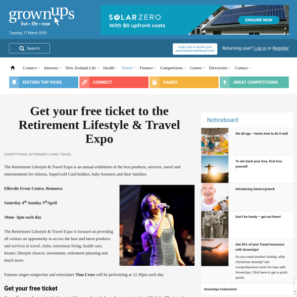 Win your free ticket to the Retirement Lifestyle and Travel Expo