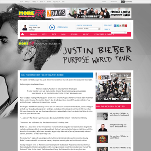 Win your More FM Ticket to Justin Bieber in New Zealand